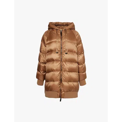 Max Mara Cube Womens Caramel Seif Drawstring-hood Relaxed-fit Shell-down Jacket