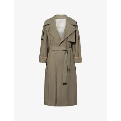 Max Mara Cube Womens Clay Utrench Notch-lapel Cotton-blend Trench Coat In Clay