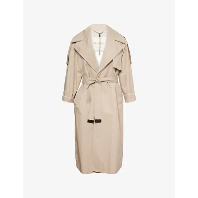 Max Mara Cube Womens  Utrench Notch-lapel Cotton-blend Trench Coat In Sand