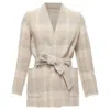 Max Mara Cucito Amano Double Face Angora Wool Checked Belt Jacket In Beige