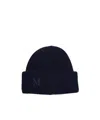 Max Mara Ribbed Logo-embroidered Beanie In Blue