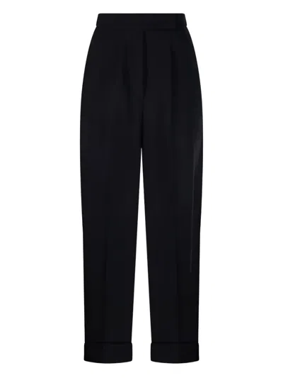 Max Mara Cuffed Pleated Trousers In Black