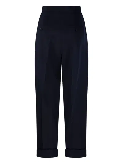 Max Mara Cuffed Pleated Trousers In Blue