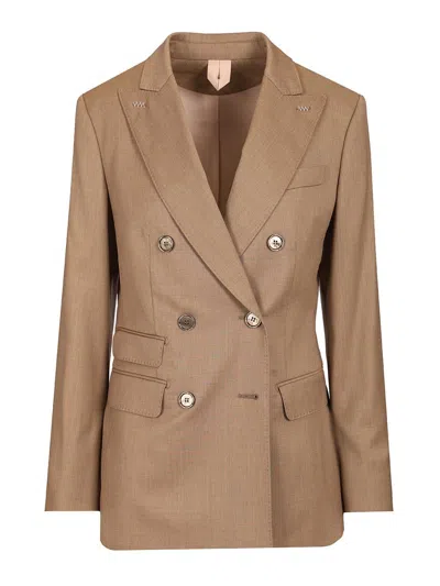 Max Mara Cupola Double Breasted Tailoring Blazer Jackets Brown
