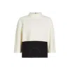 Max Mara Curacao Colorblock Stretch Virgin Wool Top In White
