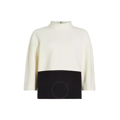 Max Mara Curacao Colorblock Stretch Virgin Wool Top In White