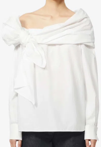 Max Mara Curv Bow-detailed Strapless Blouse In White