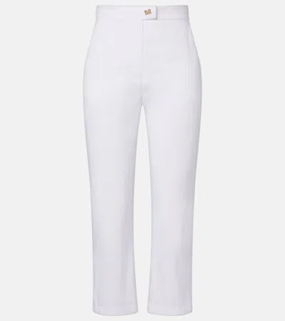 Max Mara Curve Cotton-blend Cropped Straight Pants In White