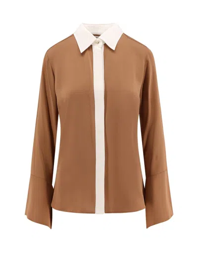 Max Mara Long-sleeved Shirt In Brown