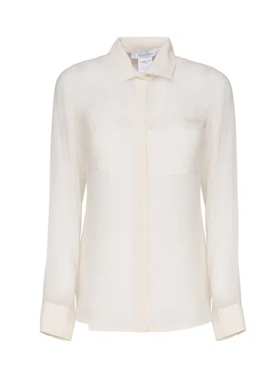 Max Mara Curved Hem Long-sleeved Shirt In Yellow