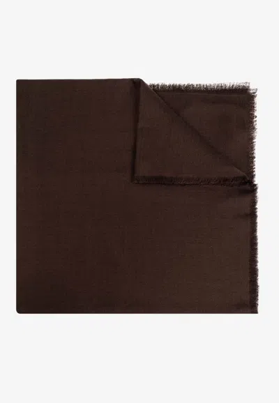 Max Mara Curvone Wool And Silk Scarf In Brown
