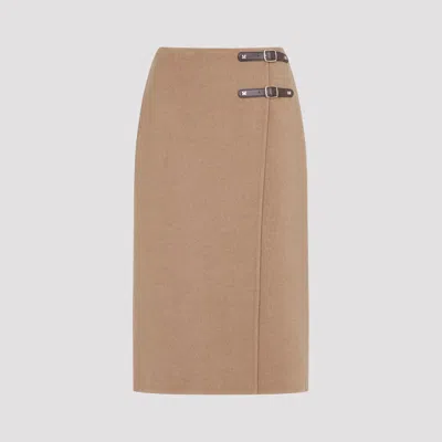 Max Mara Curzio Pencil Skirt Fibbia In Brown