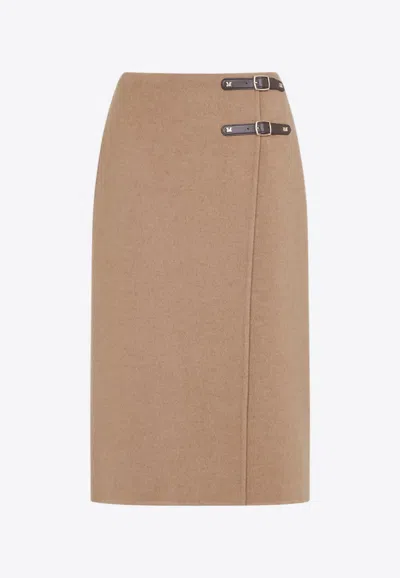 Max Mara Curzio Wool Pencil Skirt In Brown