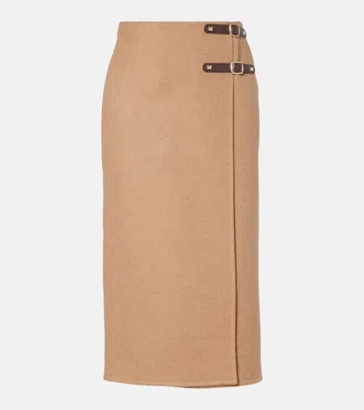 Max Mara Curzio Wool Wrap Skirt In Brown