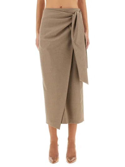 Max Mara Curzio Wool Wrap Skirt In Sand