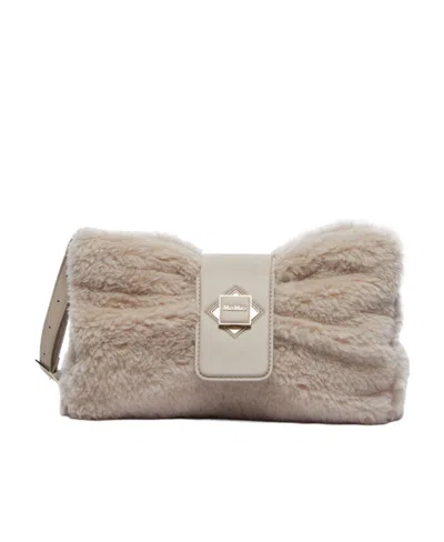 Max Mara Cuscino Teddy Wool Tote Bag In Nude