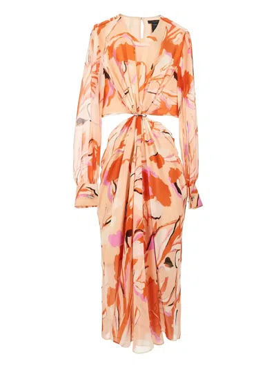 Max Mara Cut-out Midi Dress In Orange