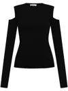 Max Mara Fitted Black Top With Shoulder Cut-outs In Black