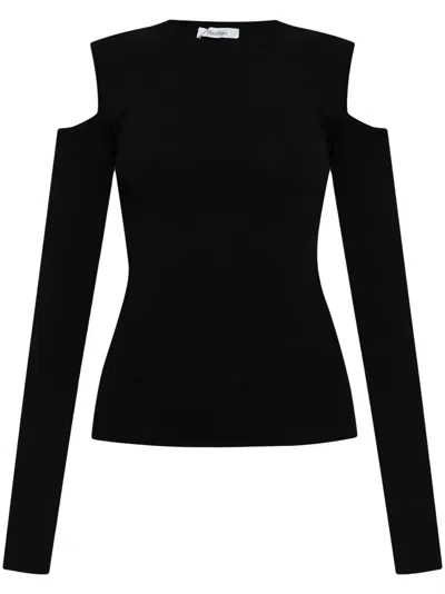 Max Mara Fitted Black Top With Shoulder Cut-outs