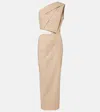 Max Mara One-shoulder Dress With Elegant Draping And Cut-out Detail In Beige
