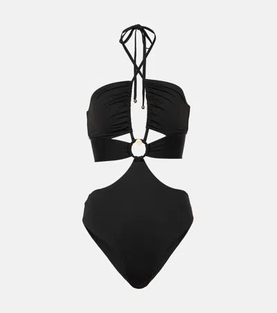 Max Mara Cutout Halterneck Swimsuit In Black