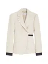 Max Mara Neutro Wrap-front Linen Drill Blazer In Nude