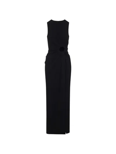 Max Mara Cut-out Ruched Maxi Dress In Black