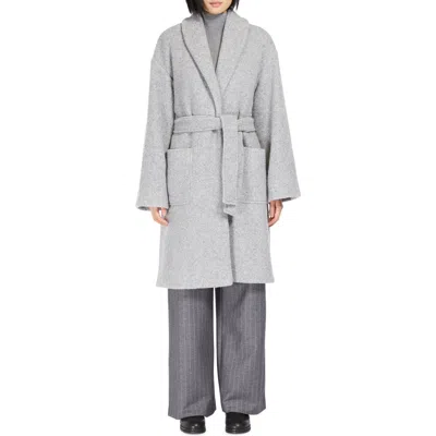 Max Mara Dafne Shawl-collar Boucle Coat In Grey