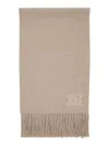 Max Mara 'dalia' Beige Rectangular Scarf With Logo Embroidery On The Front And Fringed Hem In Cashme