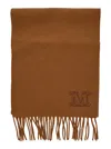 Max Mara 'dalia' Brown Rectangular Scarf With Logo Detail On The Front In Cashmere Woman In Brown
