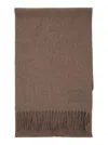 Max Mara 'dalia' Brown Rectangular Scarf With Logo Embroidery On The Front And Fringed Hem In Cashme