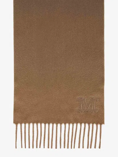 Max Mara Cashmere Stole With Embroidery In Beige
