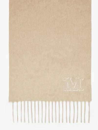 Max Mara Cashmere Stole With Embroidery In Light Beige