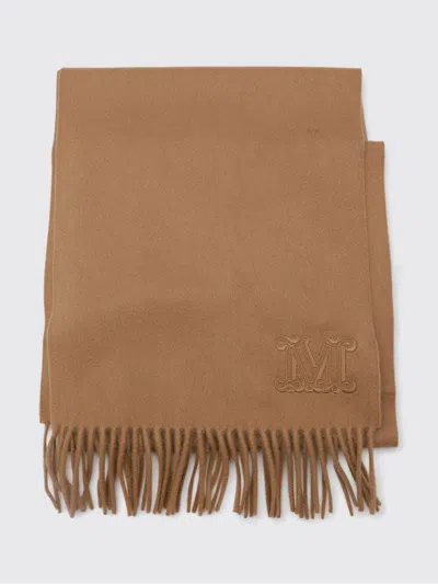 Max Mara Dalia Monogram Pure Cashmere Scarf With Fringed Edges In Brown