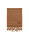 Max Mara Dalia Rectangular Scarf With Logo Detail In Brown