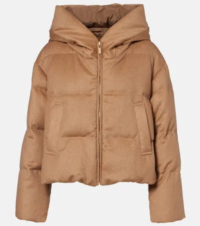 Max Mara Dalia Reversible Camel Hair Taffeta Down Jacket In Brown