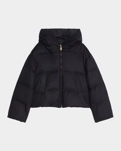 Max Mara Dalia Short Hooded Wool Jacket In Midnightblue