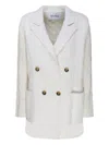 Max Mara Dalida Cable-knit Double-breasted Coat In White