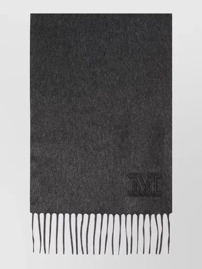 Max Mara Dalila Scarf Fringe Detail Lightweight Texture In Gray