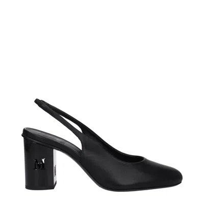 Max Mara Damier Strap Sandals Women Leather Black In Animal Print
