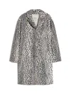 Max Mara Animal-printed Cocoon Style Cotton Coat With Lapel Collar In Multi