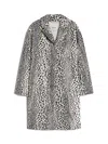 Max Mara Animal-printed Cocoon Style Cotton Coat With Lapel Collar In Multi