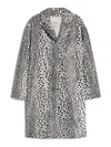 Max Mara Animal-printed Cocoon Style Cotton Coat With Lapel Collar In Multi