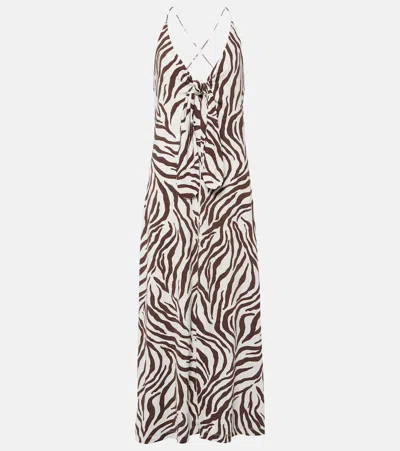 Max Mara Danilo Zebra-print Jersey Midi Dress In 2 Dark Brown