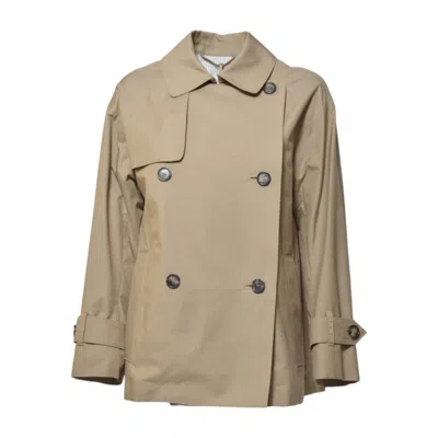 Max Mara Dark Beige Zeno Trench Coat In Drip-free Twill