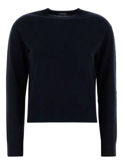 MAX MARA DARK BLUE LOGO COTTON SWEATER