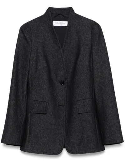 MAX MARA DARK BLUE SINGLE-BREASTED BLAZER