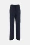 Max Mara Dark Blue Solid Relaxed Fit Pants In Blue