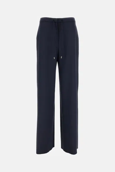 MAX MARA DARK BLUE SOLID RELAXED FIT PANTS