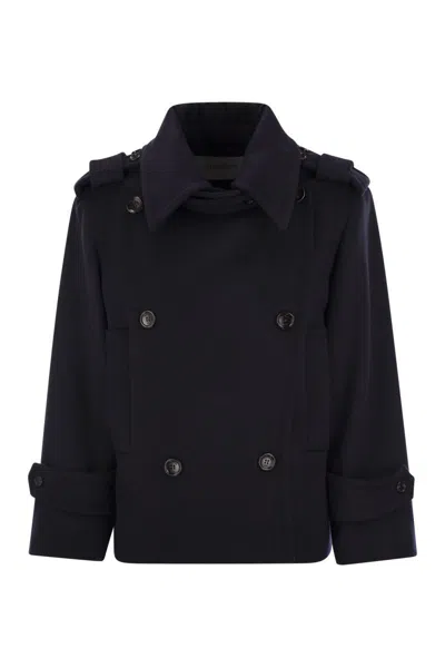 MAX MARA MAX MARA DARK BLUE WOOL BLEND LAVENO COAT